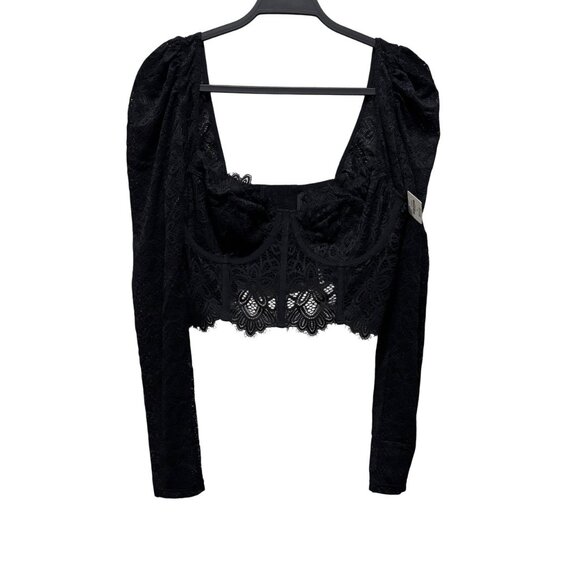 Anthropologie The Giselle Lace Bustier Long-Sleeve XL Black - Picture 4 of 8
